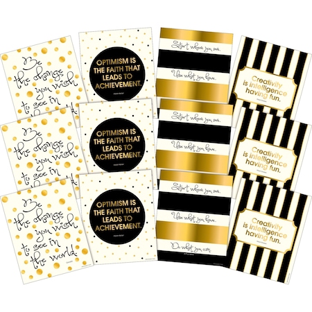 Barker Creek Creativity, Intelligence & Optimisim Art Prints Set, Gold Collection, 12/Set 4192